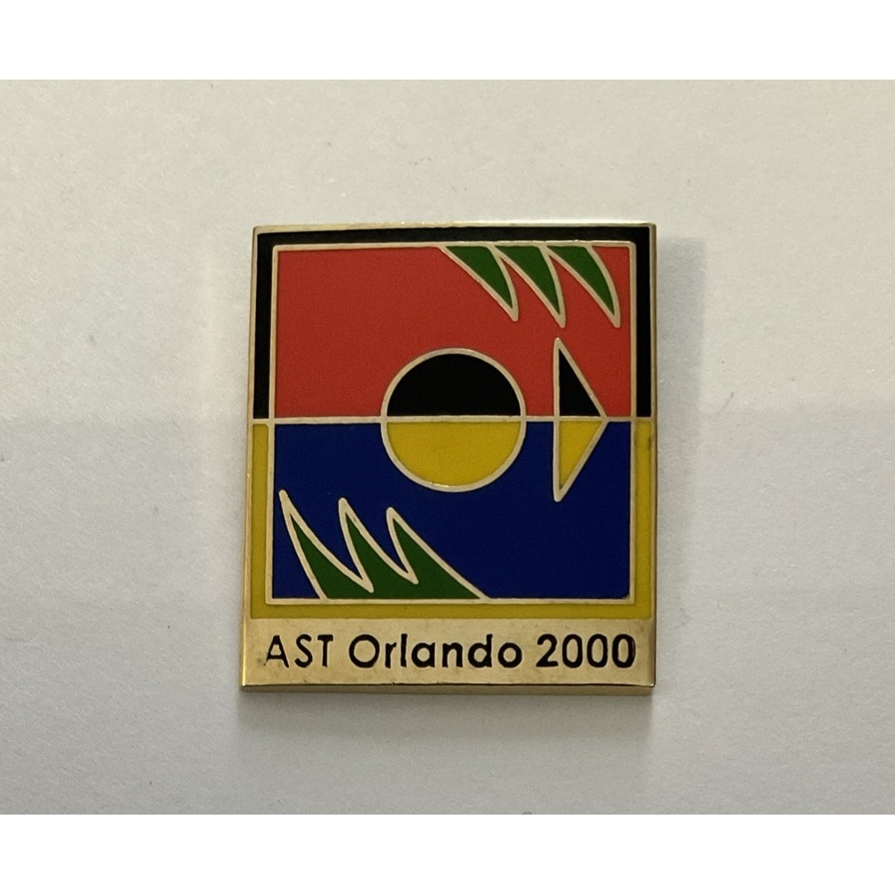 Vtg 2000 AST Orlando Olympic Lapel Pin Hat Pinback Gold Tone Square